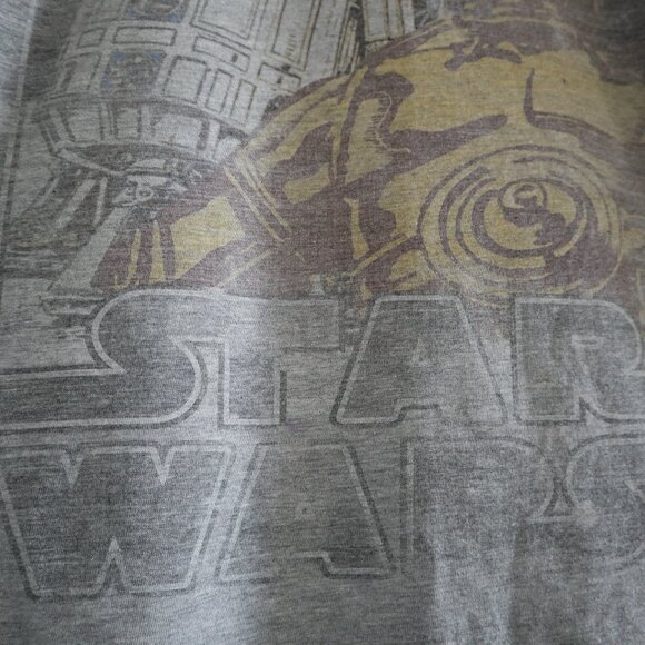 Star Wars vintage-style T-shirt, grey, S - sci-fi droids R2D2 C3P0 - Picture 2 of 4